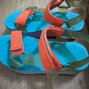 Melissa Rider Sandals-runs large. Sized better for a person normally a size 8.5